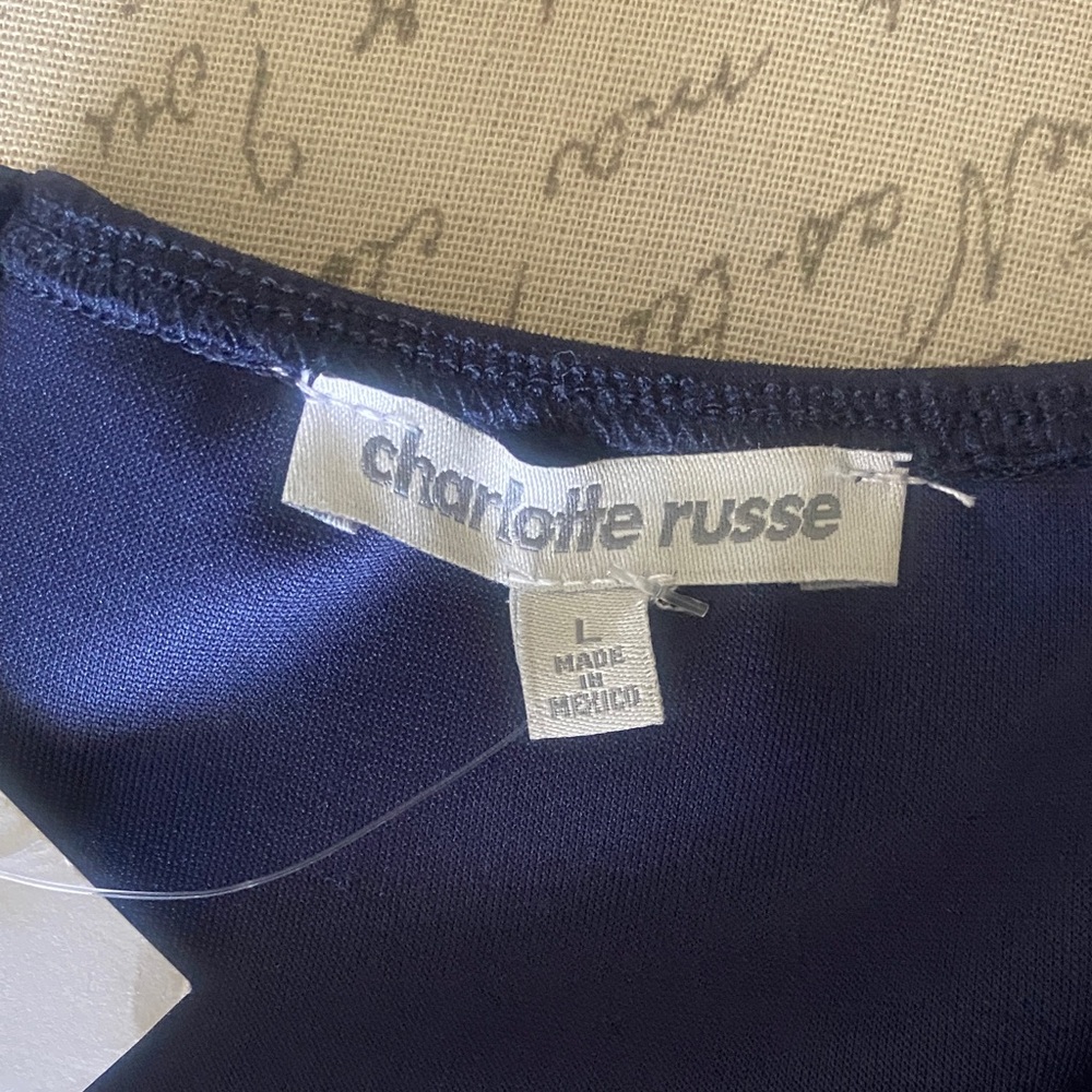 NWT Charlotte Russe Strapless Navy Tie-Waist Cocktail Dress - Picture 2 of 11